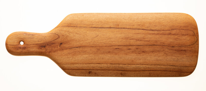 Cutting board isolated on white background. handmade wooden cutting board