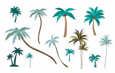 Fototapeta na wymiar Collection of palm tree.Editable vector illustration for website, sticker, tattoo,icon