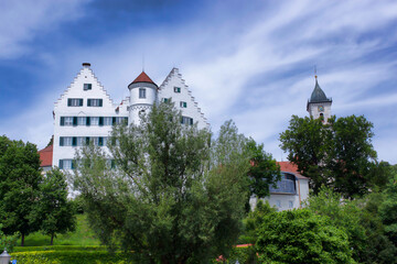 Fototapeta na wymiar Aulendorf Castle, built in the 13th century, restored at the end of the 20th
