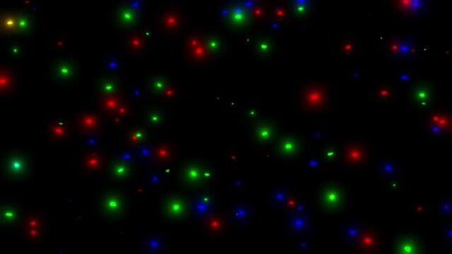 Chromatophores . Colorful glowing spots , lights vanishing , reappearing, fading in and out . 3d animation render. Vibrant glowing colors. on black background