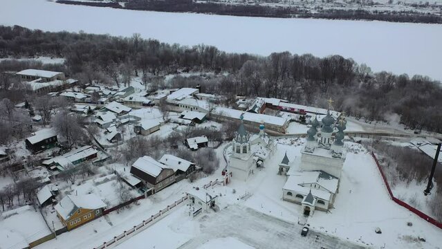 Aerial view of the Resurrection Monastery in the city of Murom. Russia