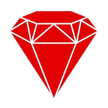 Ruby icon. Gemstone logo isolated illustration. Crystal on a white background. Ruby on the rails