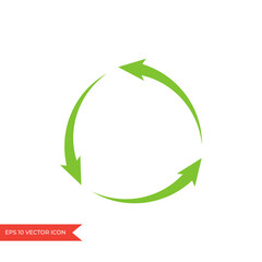 Recycle icon template. Green symbol with three arrows