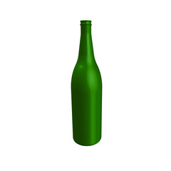 3d illustration of green glass bottle.