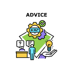 Advice Colleague Vector Icon Concept. Advice Colleague In Office, Manager Supporting Client And Explain Business Strategy. Consultant Working Process And Idea Developing Color Illustration