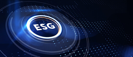 ESG Environmental Social Governance concept. Technology, Internet and network concept. 3d illustration