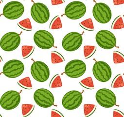 Watermelons slice and whole berry fruit print