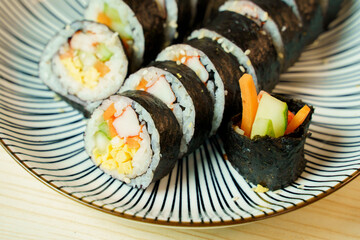 Kimbap, one of Korea's most popular snacks.Korean Seaweed Rice Rolls.