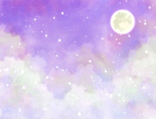 満月と星空の背景素材