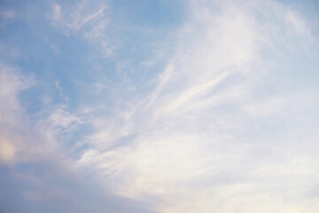 Sky landscape with clouds in pastel colors