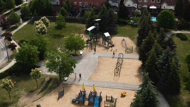An aerial view of the playground in Ontario, Canada