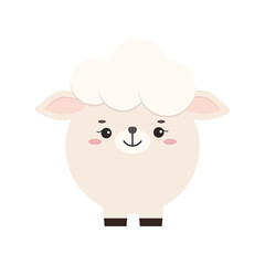 Circle sheep farm animal face icon isolated on white background. Cute cartoon round shape lamb kawaii avatar for kids character. Vector flat clip art illustration mobile ui game application.
