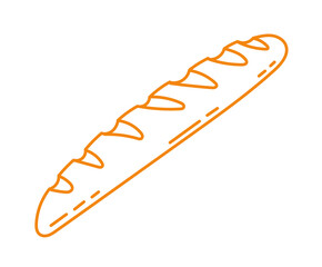 Loaf baguette. French bread. Vector line icon.