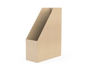 Blank Cardboard office storage organizer box office file box holder and book storage box template, 3d render illustration.