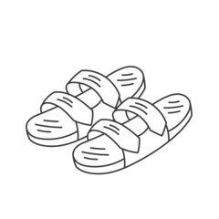 Sandals or slippers shoe. Line icon. Editable stroke.