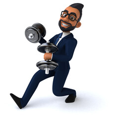 Fun 3D cartoon illustration of an indian businessman