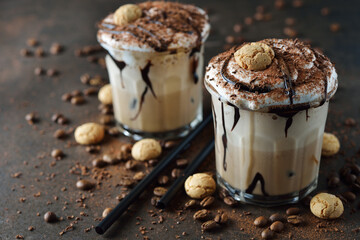 Iced coffee mocha with whipped cream
