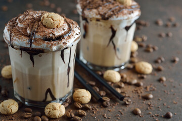 Iced coffee mocha with whipped cream