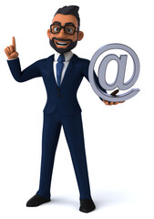Fun 3D cartoon illustration of an indian businessman