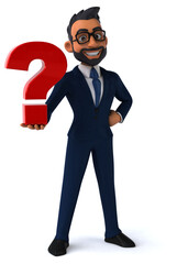 Fun 3D cartoon illustration of an indian businessman