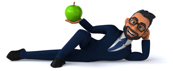 Fun 3D cartoon illustration of an indian businessman
