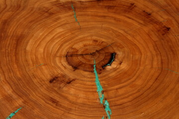 the oak texture is filled with epoxy resin