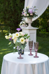 flower decor for the wedding ceremony, close-up