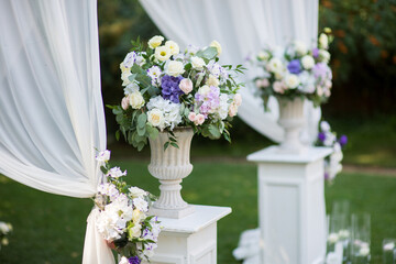 Floral arrangements for the wedding ceremony, close-up