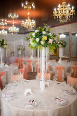 Beautifully decorated restaurant banquet hall