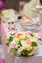 Beautiful decorated candybar with cakes