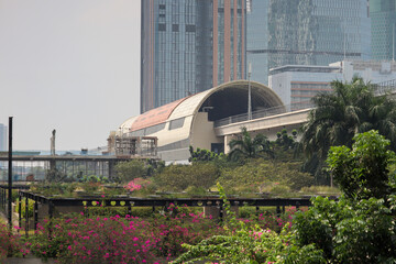 the shape of the LRT dukuh atas statsiun building located in Jakarta Indonesia