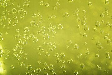 beer bubbles on the glass, macro photography