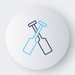 Line Crossed oars or paddles boat icon isolated on white background. Colorful outline concept. Vector