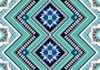 Ethnic abstract geometric flower pattern Design for background, carpet, clothing, wrapping, fabric, cover, textile