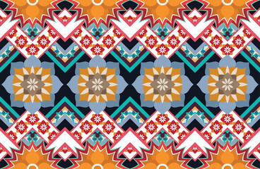 Ethnic abstract geometric flower pattern Design for background, carpet, clothing, wrapping, fabric, cover, textile