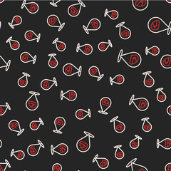 Line Racing helmet icon isolated seamless pattern on black background. Extreme sport. Sport equipment. Vector