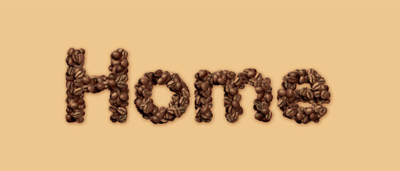 Coffee beans arranged in the word 