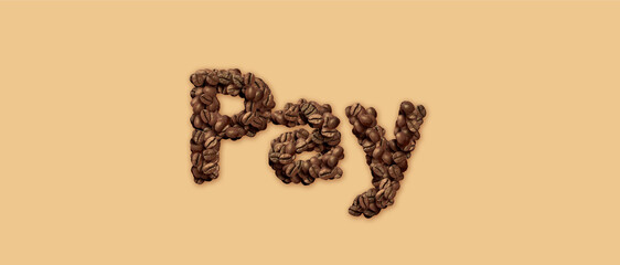 Coffee beans arranged in the word 