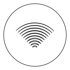Radio wave wireless icon in circle round black color vector illustration image outline contour line thin style