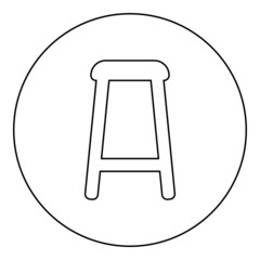 Stool icon in circle round black color vector illustration image outline contour line thin style