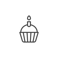Cupcake with candle line icon