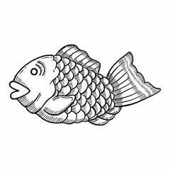 taiyaki fish japan or japanese traditional food doodle hand drawn sketch with outline style