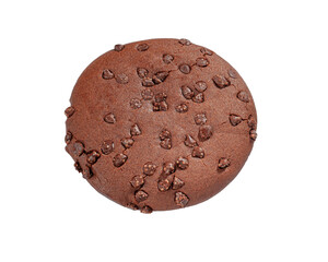 Protein cookies with cocoa and chocolate chips. View from above. White background. Isolated.