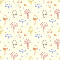 seamless pattern wit colorful mushrooms