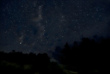 Milky Way and colorful light at mountains. Night colorful landscape. Starry sky with hills. Beautiful Universe. Space background with galaxy. Travel background