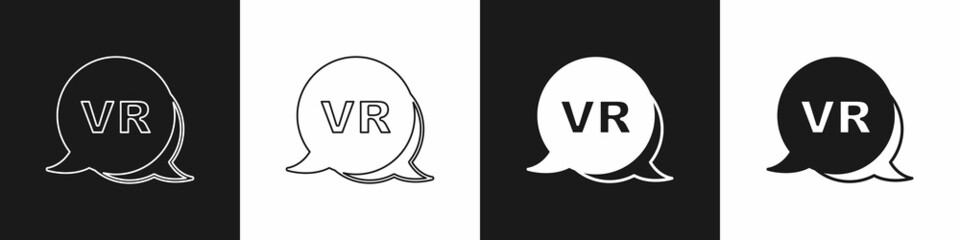 Set Virtual reality icon isolated on black and white background. Futuristic VR head-up display design. Vector