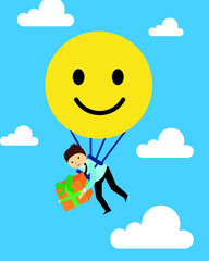 Smiley Balloon and a man with a gift