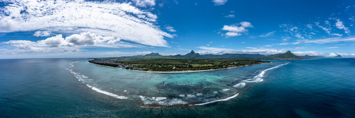 Scenic view of sea and Flic En Flac beach, Mauritius, Africa