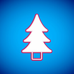 White Tree icon isolated on blue background. Forest symbol. Vector