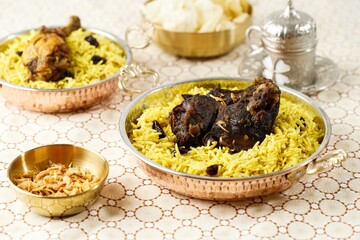 Keema, Hyderabadi Kheema Biryaniwith Basmati Rice Cooked with Lamb Beef Meat and Aromatic Spices